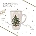 Spode Christmas Tree Latte Mug - 22 Oz Holiday Coffee Cup for Tea, Hot Cocoa, & More - Classic Green Banded Christmas Tree Design - Dishwasher & Microwave Safe Fine Stoneware Mug