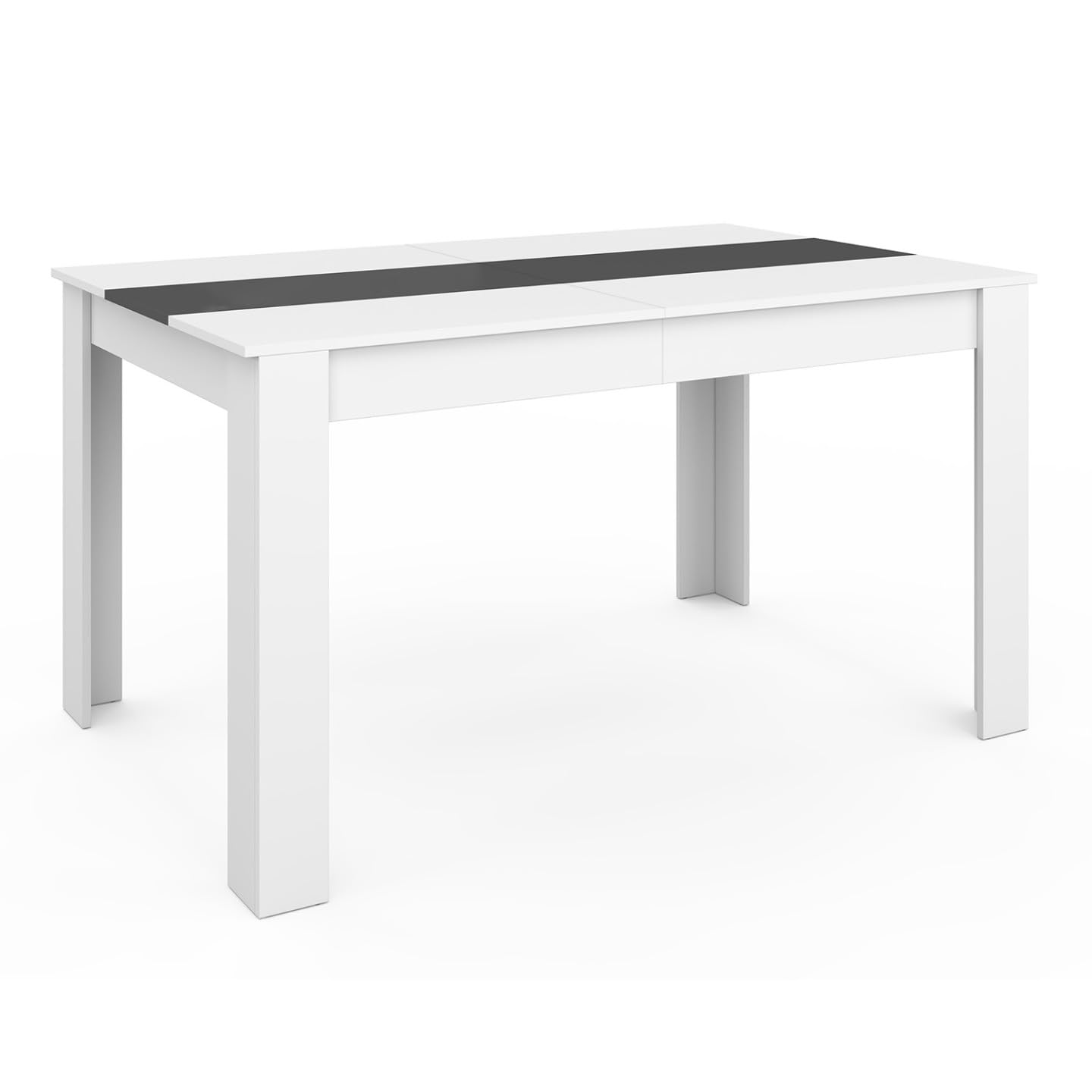 IDMarket - Ensemble Table à Manger Georgia 140 cm Blanche et Grise et 6 chaises Romane Grises liseré Blanc