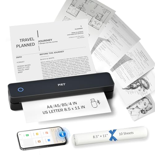 PRT Inkless Portable Printer for Travel, Wireless Thermal Printer Support 8.5
