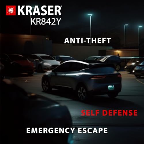 KRASER KR842Y Lenkradkralle mit Doppelhaken, Maximale Sicherheit Stufe 10, Robustes und Sichtbares Lenkradschloss, Lenkradsperre Wohnmobil, Universal Wegfahrsperre Diebstahlsicherung für Auto PKW