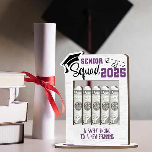Money Holder for Cash Gift Senior Graduation Money Holder with 5 Holes Wooden Box Cash Holder 2025 Graduation Money Gift Ideas Money Holder for Class of 2025 Graduation Party Supplies-A103