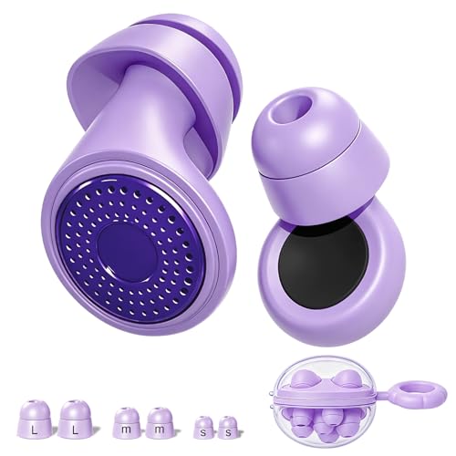 Noise Canceling 24db Ear Plugs for Sleeping, Block Snoring & Distractions, Soft Flexible Earplugs for Sleep、Swim、Travelairplane、Study & Construction Noise、Designed for Sensitive Ears (Purple)