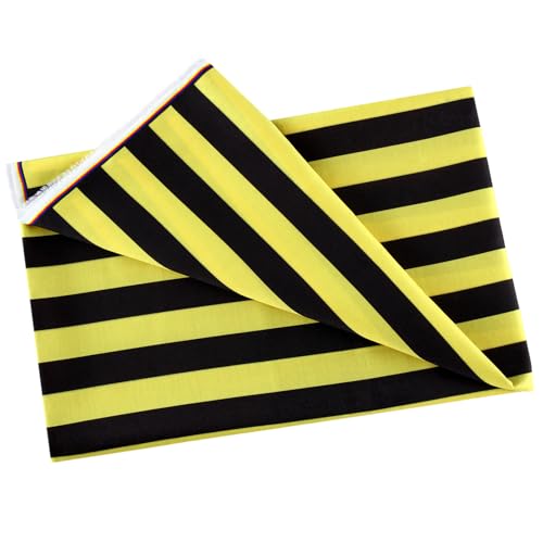 Tegeme Yellow and Black Striped Poly Fabric Print 57