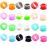 CABBE 24pcs Silicone Tunnels Ear Gauges Kit 6G-22mm Double Flared Saddle Expander for Women Men Body
