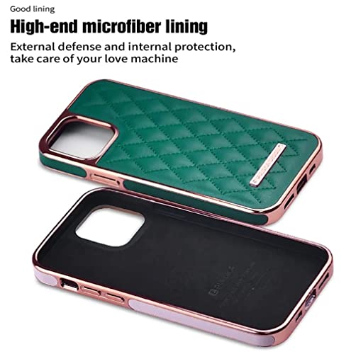 Image of PULOKA iPhone 13 Pro Max Leather Cover Electroplated Back Case Royal Diamond Specially Designed Cover for Apple iPhone 13 PRO Max 6.7 inchinch - Green