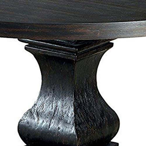 Benjara Traditional Style Wooden Round Top Dining Table With Pedestal Base, Black #TOP1