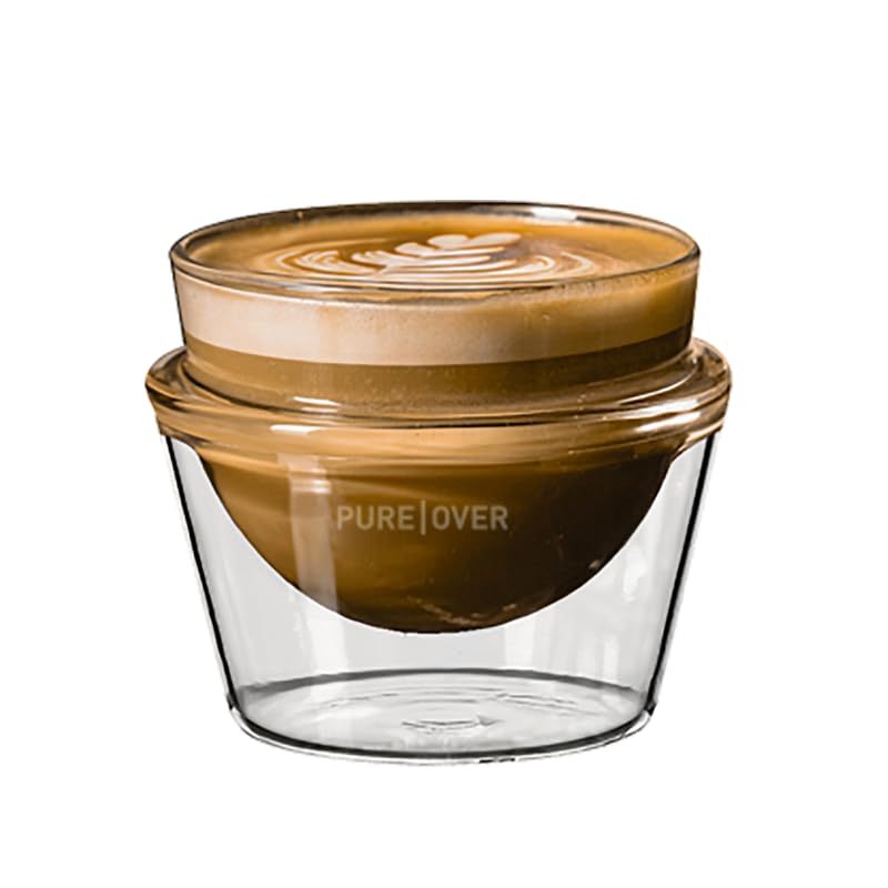 Pure Over Espresso Drinks Coffee Cups | Latte, Cappuccino, Cortado, Flat White | Non-Toxic | Borosilicate Double-Walled Glass | 5 Oz, 6.5 Oz, 8.5 Oz,