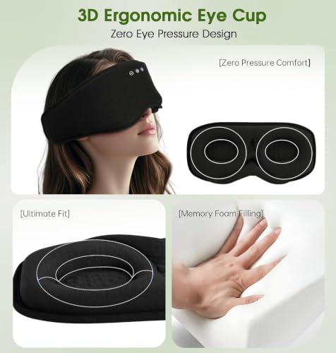 LC-dolida 2-in-1 3D Bamboo Cotton Blackout Sleep Mask w/ Bluetooth Headphones (3 colors) - image 7