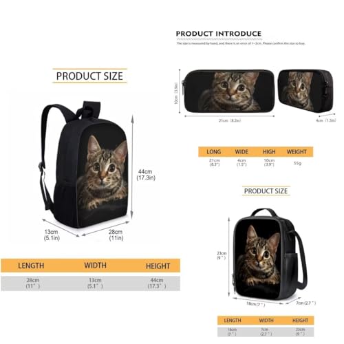 Beauty Collector Cat School Backpack with Lunch Bag and Pencil Case, Backpack for School Girls Rucksack3