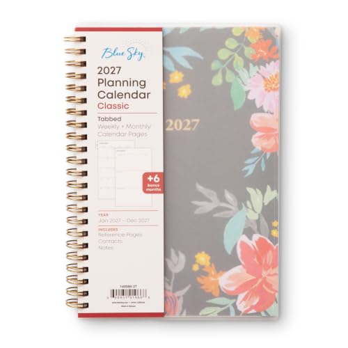 Blue Sky 2027 Weekly and Monthly Planner Calendar January 2027 - December 2027 5 x 8 Flexible Frosted Cover Laminated Tabs Durable Twin Wire Binding Sophie