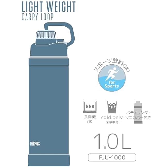 Thermos ¥µ©`¥â¥¹ Water Bottle, Stainless-Steel, ash Blue, 1L