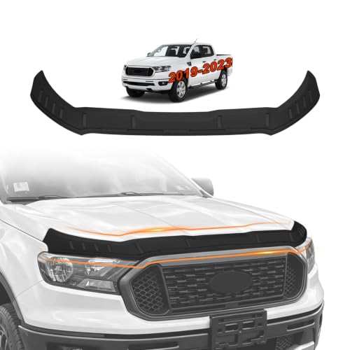 Image of TripleAliners Hood Bug Deflector Protector for 2019-2023 Ford Ranger | Hood Protector, Bug Deflector Shield Replacement, Flexible TPE Material, Easy to Install, Upgraded adhesion