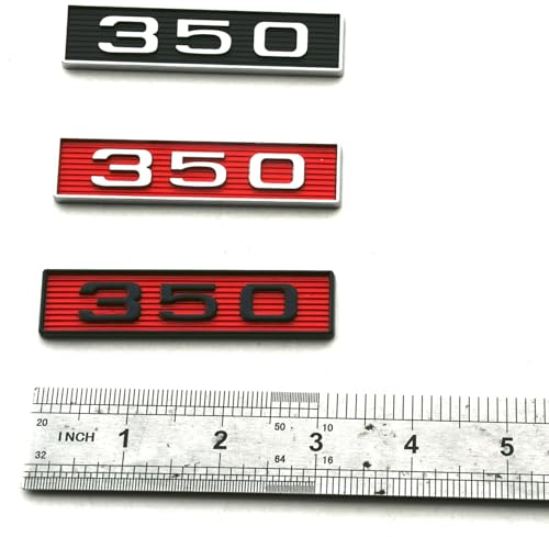 Image of 2Pcs 350 Emblems 350ci 5.7L Block Engine Hood Scoop Badge 3D Decals Stickers Cars Trucks (Chrome Black)
