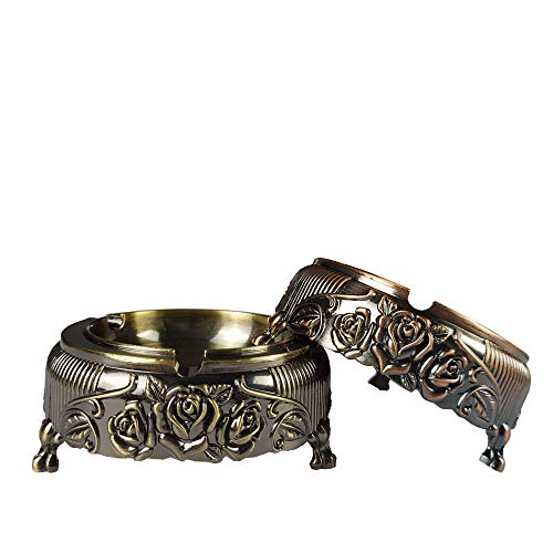 Luxurome 2 Pack Rose Ashtray with Brush Ashtray for Home or Office, Ash Holder Tabletop Classical Ash Tray for Decoration