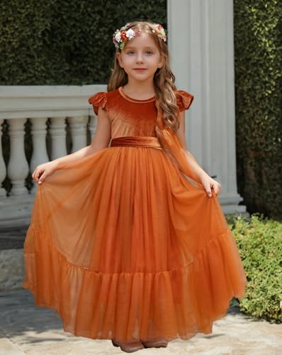 Flower Girl Dress Flower Girls Velvet Tulle Dresses for Wedding Formal Birdesmaid2