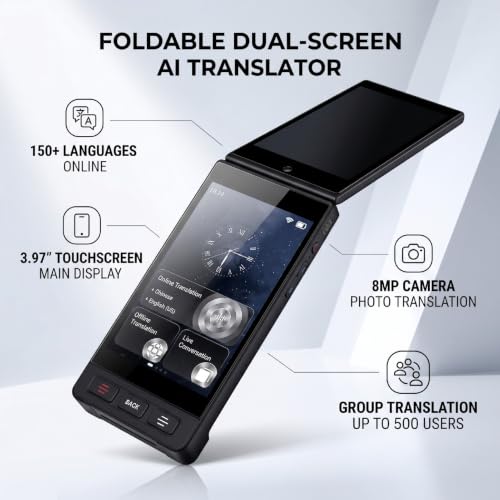 Traductor de idiomas en tiempo real banapoy con wifi plegable y doble pantalla 4