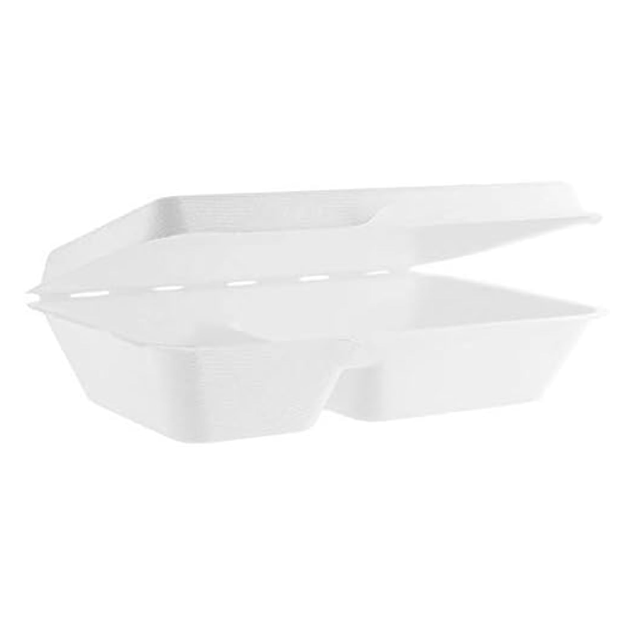 We Can Source It Ltd White - Bagasse 2 Compartment Disposable Takeaway Food Box - 9" Compostable Rectangular Food Container - Pack Of 50 Boxes
