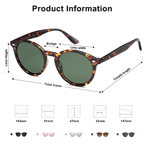 Image of SOJOS Retro Round Polarized Sunglasses for Women Men Classic Vintage Sunnies SJ2069