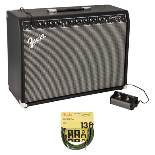 Fender Champion 100 II - 120V Electric Guitar Amplifier Bundle with Fender Joe Strummer Instrument Cable, Straight-Straight, Drab Green, 13ft