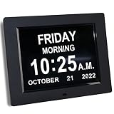 [Newest Version] Digital Calendar Alarm Day Clock - 8 inch Large Screen Display, 5 Alarm, Auto Dimma