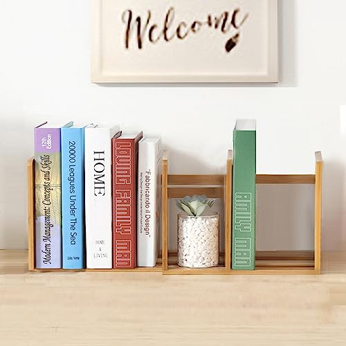 Maydear Bamboo Desktop Bookshelf, Small Expandable Desktop Organizer Desk Hutch Dorm Table Top Bookcase For Office And Home #TOP30