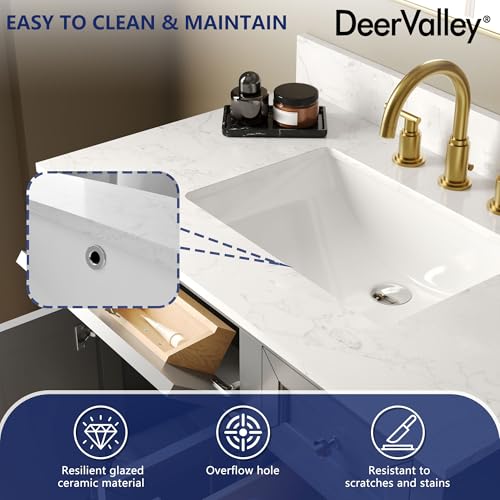 Image of DeerValley 36 inch Fully Assembled Bathroom Vanity with Ceramic Sink, Soft Gray Cabinet & Backsplash