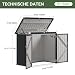 Aoxun 150x117x80 Metall Gerätehaus, Mülltonnenbox für 2 Tonnen, Wetterfester Gartenschrank mit Kettenzug-Deckel & Gasdruckfeder, zu öffnende Front- & Top-Türen, Schwarz