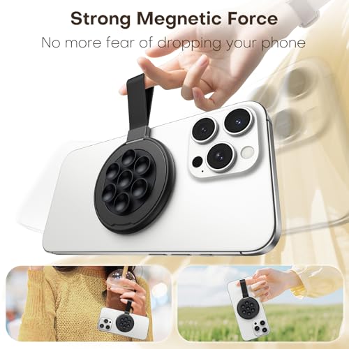 Ventouse Telephone Portable Magnétique Noire pour Fixation sur Support Lisse