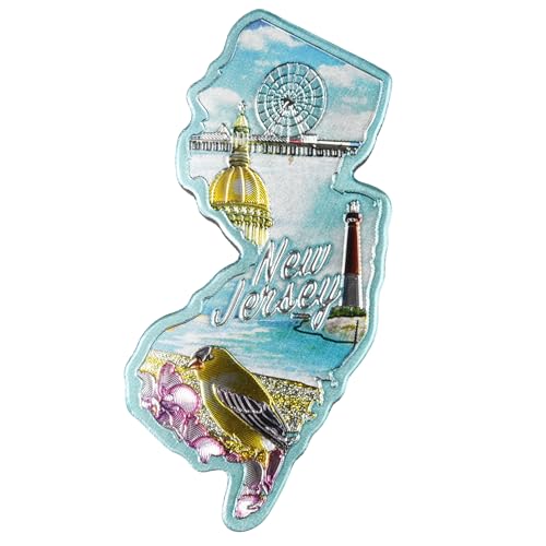 Imán decorativo estado Nueva Jersey 1.75 x 2.75 pulgadas miniatura 1