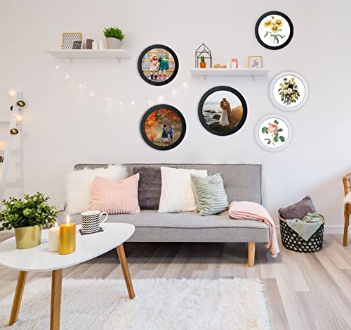 Sietdeseo 2 Pcs Round Picture Frame 8 X 8 Black Picture Frame Wooden Wall Decor Circle Frame Display Photo Frame For Wedding Gallery Home Decor #TOP5