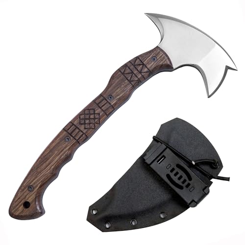 AncientSmithy Tactical Tomahawk Axe with Oak Handle & Sheath
