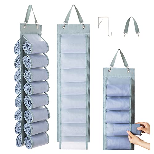 DHSFKBE Legging Organizer with 16 Roll Compartments for Yoga Pants, Tank Top, Towel, Underwear, Shirt (Grey)