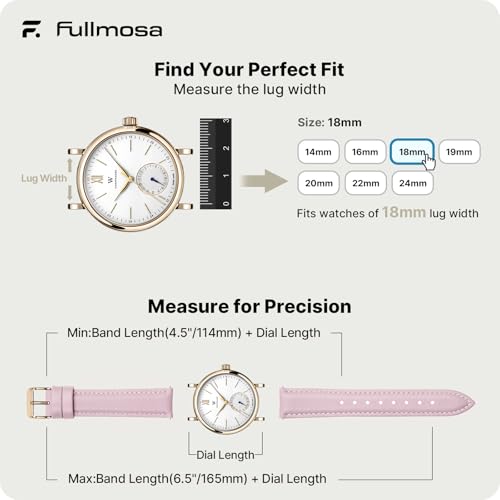 Image of Fullmosa 18mm Quick Release Leather Watch Band for Garmin | Traditional Smartwatch Replacement Strap for Garmin Venu 2S /3S /4(41mm) Women Men Formal Daily, Sand Pink&Rosegold Buckle
