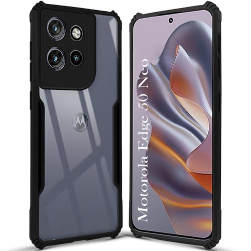 Image of Jkobi Back Cover Case for Motorola Moto Edge 50 Neo (Shockproof with Polycarbonate Clear Panel | Professional Black)