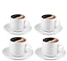 Espresso Cups with Saucers by Bruntmor - 4 ounce - White Ceramic - Set of 4