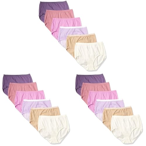 Image of Hanes Women's Underwear Briefs Pack, 6-Pack, Cotton Brief Panties for Women, Moisture-Wicking (Plus Size)