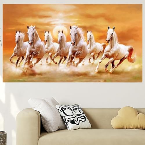 Tableau sept chevaux en polyester pour décorer un bureau moderne L