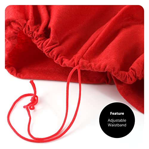 Costume de Père Noël rouge et blanc ensemble de 5 pièces avec barbe et ceinture incluses - 5