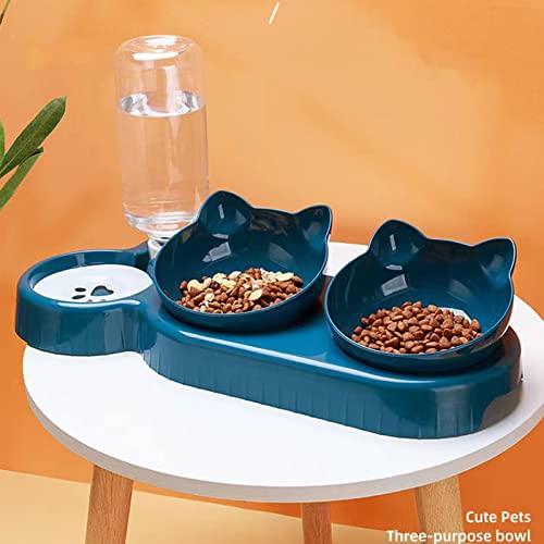 Comedero y bebedero para gato desmontable azul marino miniatura 4