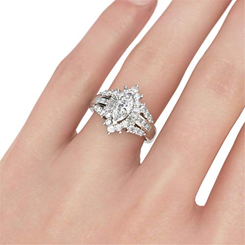 Jeulia 2 Carat Marquise Cut Rings Women Halo Solitaire Engagement Rings 925 Sterling Silver Cubic Zirconia Wedding Rings Anniversary Promise with Jewelry Box2