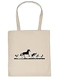 Einkaufstasche mit Tier-Aufdruck - Hahn, Pferd, Ziege, Hund, Katze - Lustige Geschenkidee für Tierliebhaber