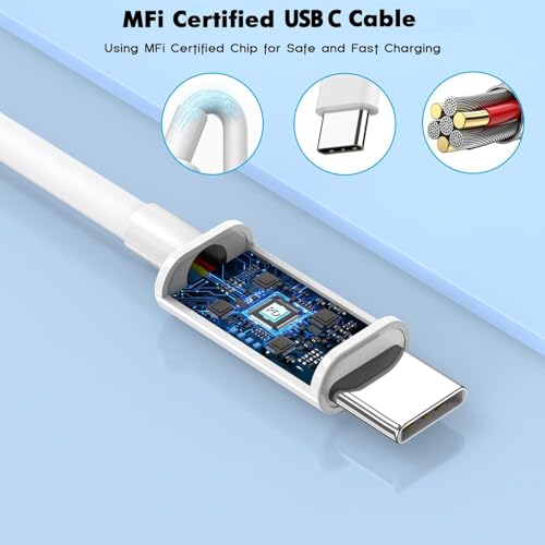 Image of iPhone 17 16 15 Car Charger, 20W Dual Port USBC Fast Car Charger with 20W PD Type C Adapter + 2Pack 3FT USB C to C Charging Cable Fast Charging for iPhone 17 /17 Pro /Air /16e /16 /15 Pro Max /Airpods /iPad