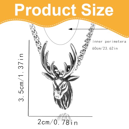 LONZIKP Trachtenkette Damen Oktoberfest Schmuck mit Hirsch Anhänger Dirndlkette Antik Silber als Dirndlschmuck und Accessoire für Frauen