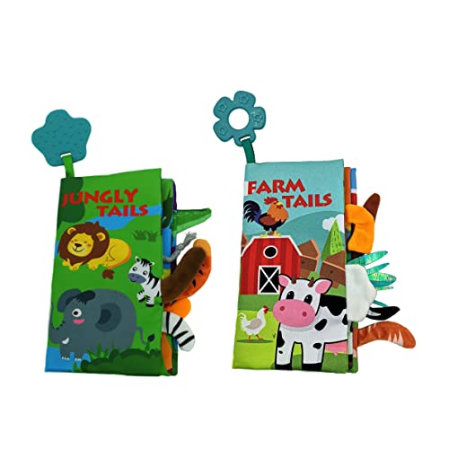 Image of JS-Drhome 2 in 1 Soft CrinkleInfant Toddler Baby Books for 0-6 Months, Farm & Animal Unbreakable Books,Tummy Time Teething Sensory Toys,Early Touch Feel Book Gift for Newborn Essentials.