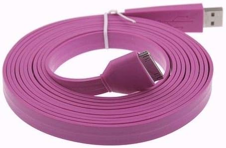 5Meter Hot Pink Flat Charging cable for iphone4/4S/4G/ipod/iTouch/for ipad