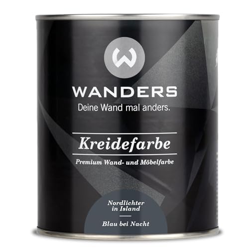 Wanders Shabby Chic Kreidefarbe 750 ml - Blau bei Nacht/Dunkles Blaugrau - Küchenmöbellack und Möbelfarbe ohne Schleifen. Chalk Paint, für Holz & mehr. Hohe Deckkraft, schnell trocknend