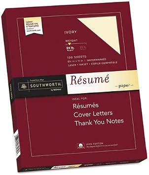 100% Cotton Resume Paper, Ivory, 24lb, 8 1/2 x 11, Wove, 100 Sheets