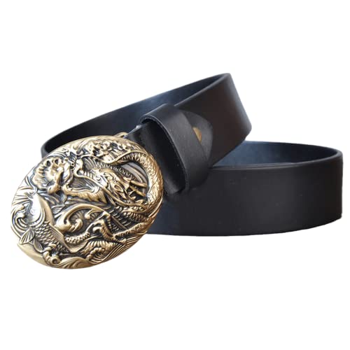 Ceinture en cuir véritable à boucle 3D dragon pour homme
