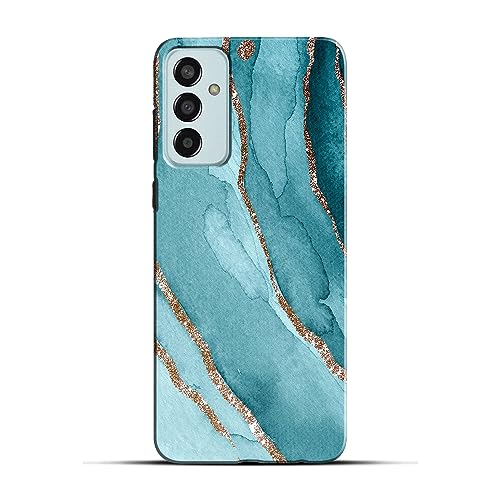 Image of COLORflow Back Cover Compatible with Samsung Galaxy F13 / M13 4G | Beautiful Blue Marble Golden Stripes | Designer Printed Hard CASE Bumper Back Cover Compatible with Samsung F13 / M13 4G