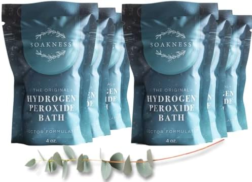Hydrogen Peroxide Bath Epsom Salts for Soaking for Pain - Dead Sea Salt, Clay, Eucalyptus, Colloidal Oatmeal Bath, Energize and Detox Bath (6) Pack